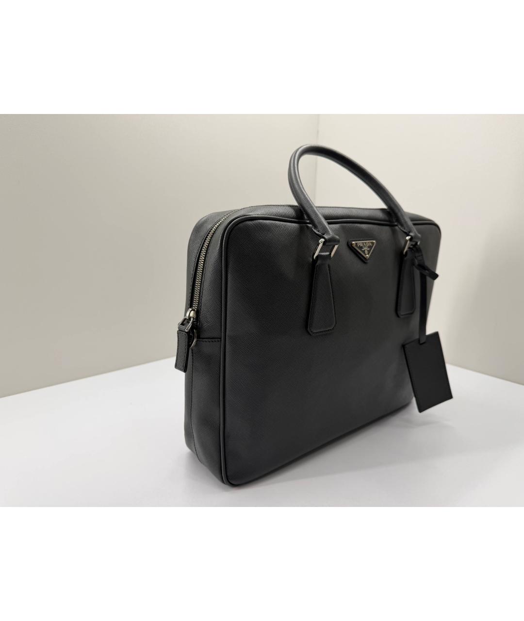 PRADA Черный кожаный портфель, фото 4