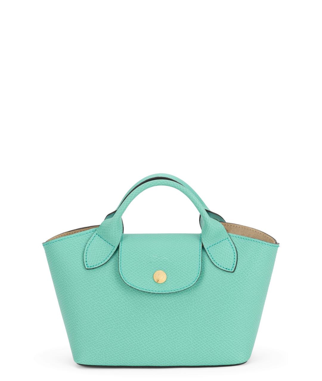 LONGCHAMP Зеленая кожаная сумка с короткими ручками, фото 1