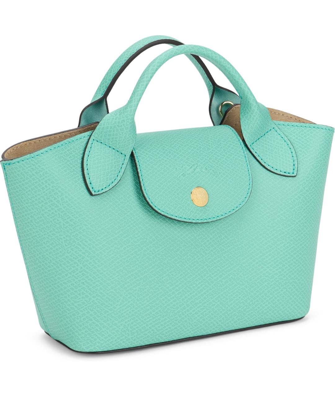 LONGCHAMP Зеленая кожаная сумка с короткими ручками, фото 3