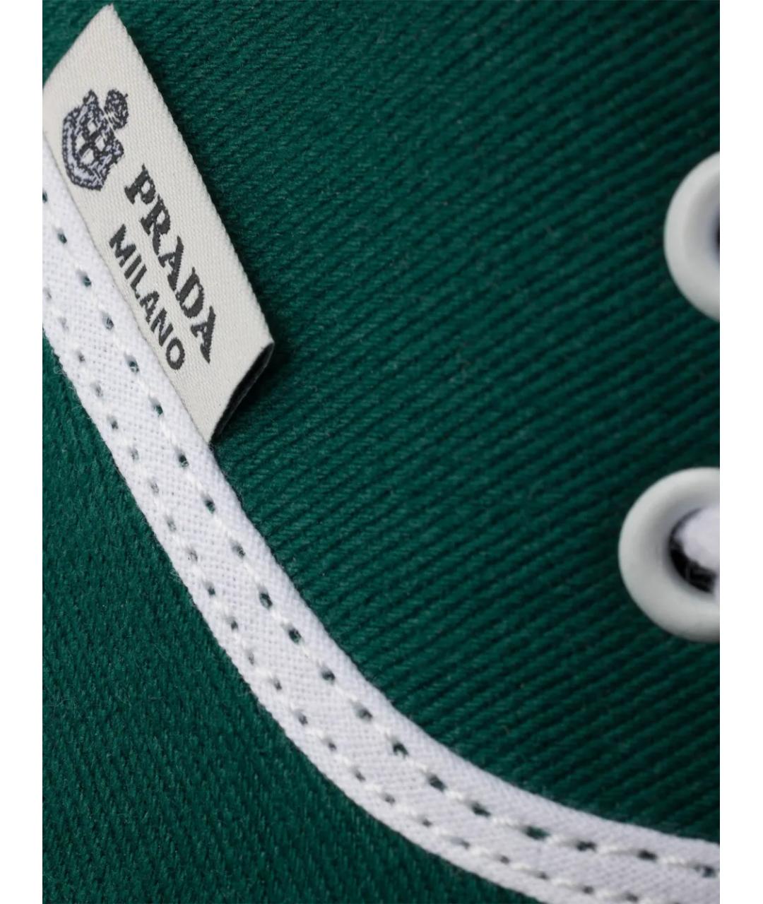 PRADA Зеленые текстильные низкие кроссовки / кеды, фото 4