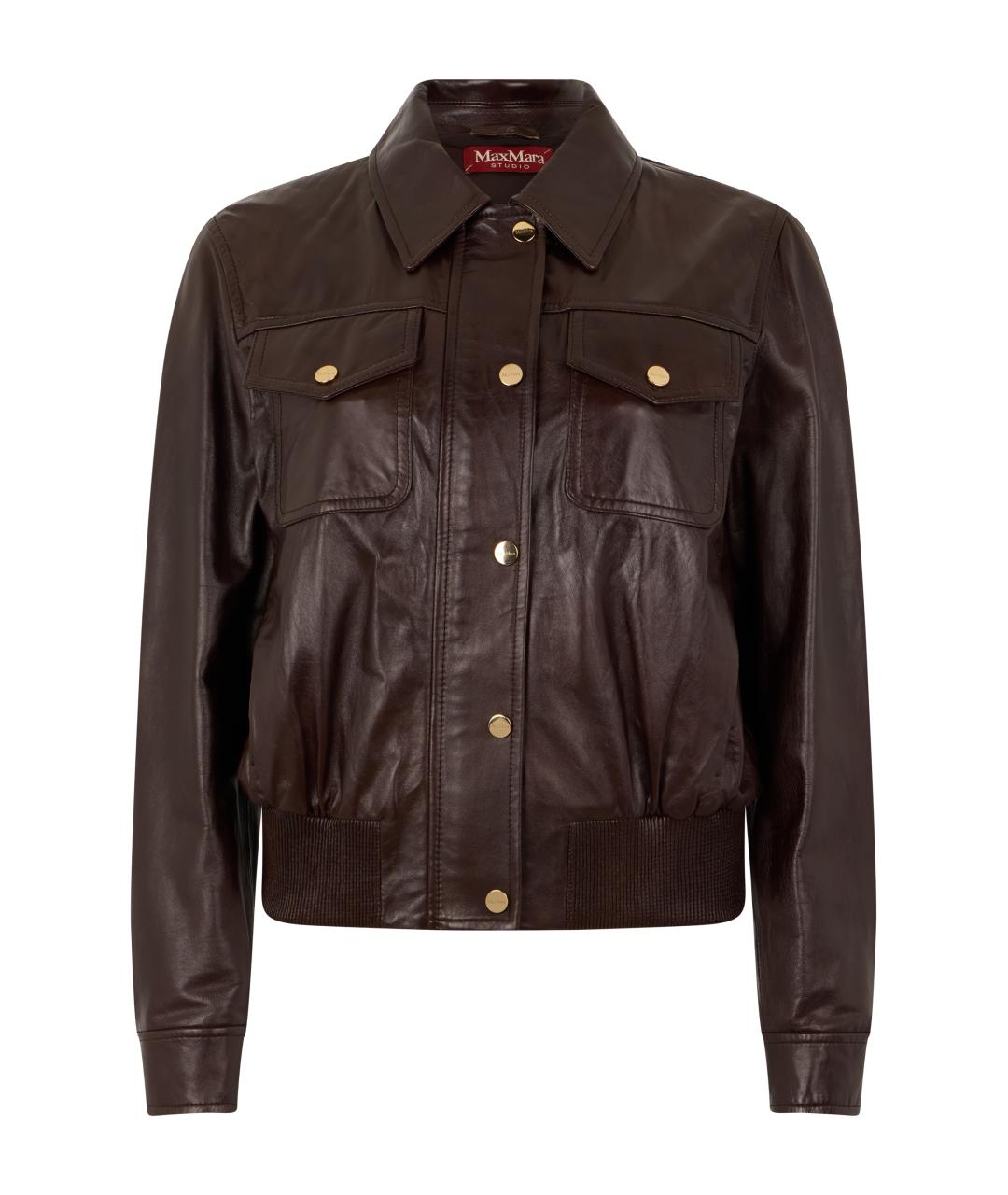 MAX MARA STUDIO Коричневая кожаная куртка, фото 1