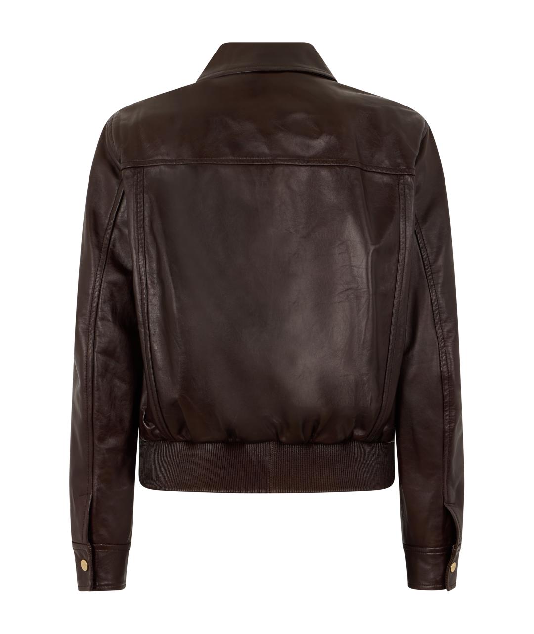 MAX MARA STUDIO Коричневая кожаная куртка, фото 2
