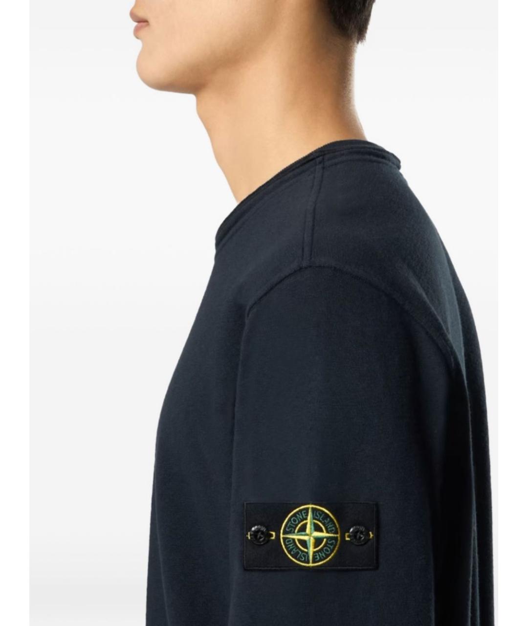 STONE ISLAND Темно-синий хлопковый джемпер / свитер, фото 3