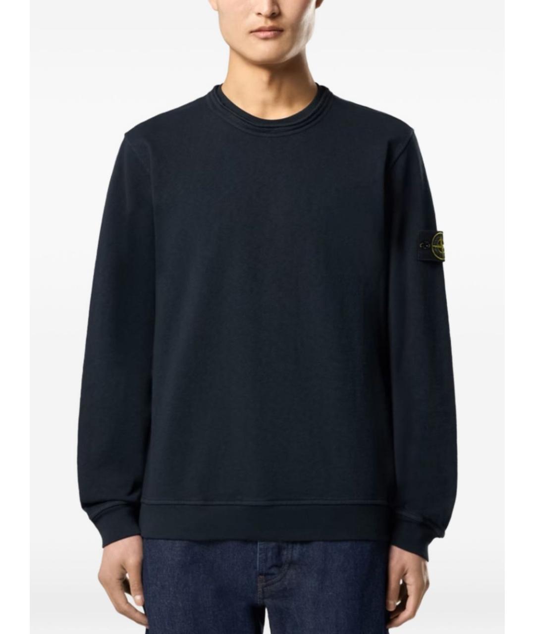 STONE ISLAND Темно-синий хлопковый джемпер / свитер, фото 4