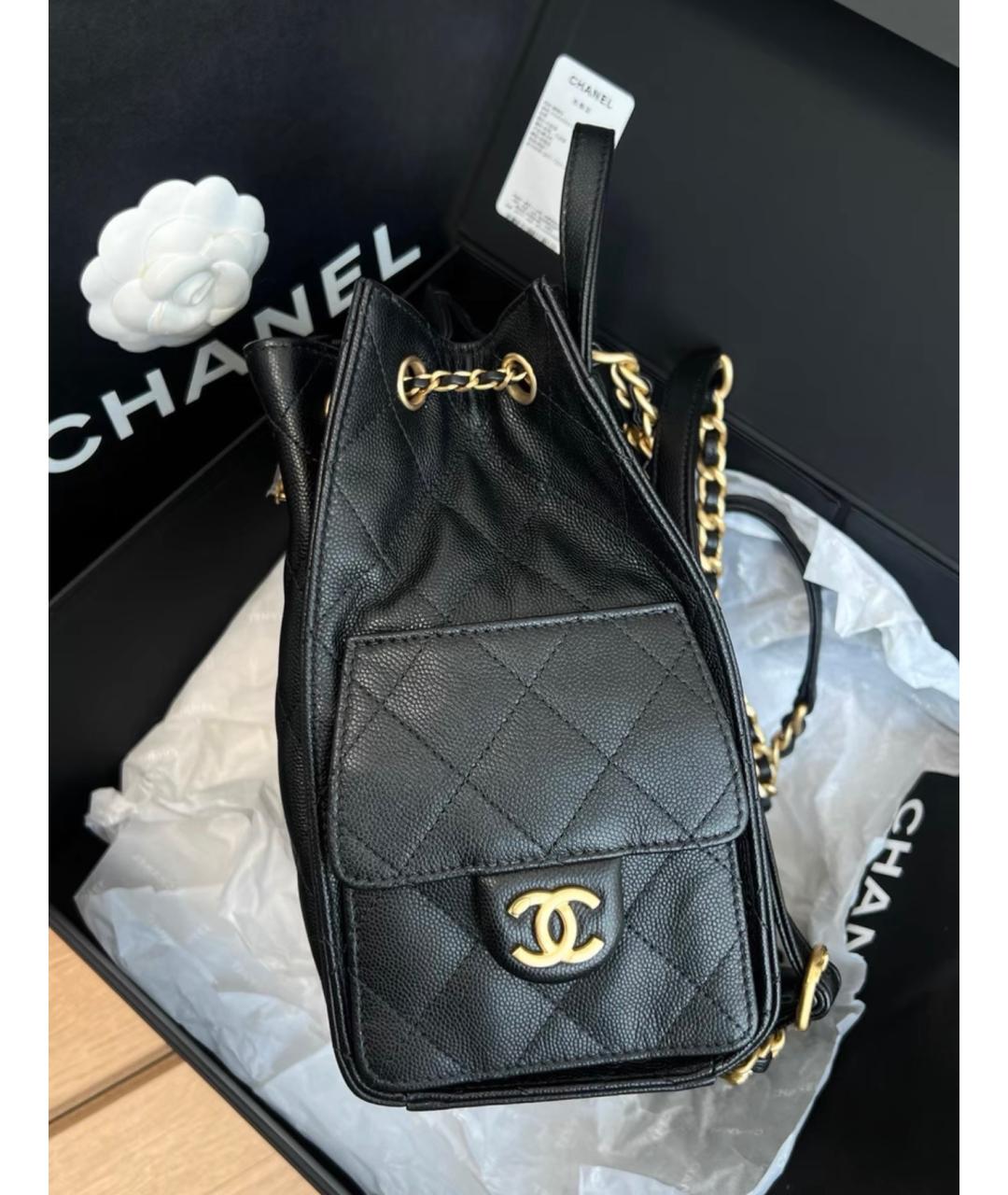 CHANEL Черный кожаный рюкзак, фото 6