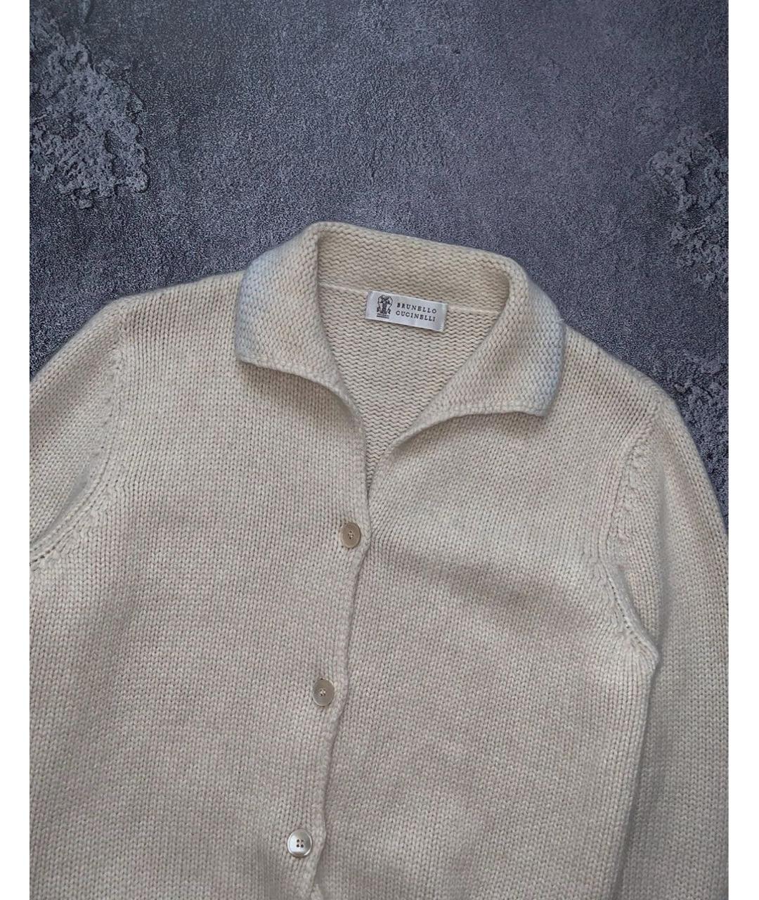 BRUNELLO CUCINELLI Бежевый шерстяной кардиган, фото 4
