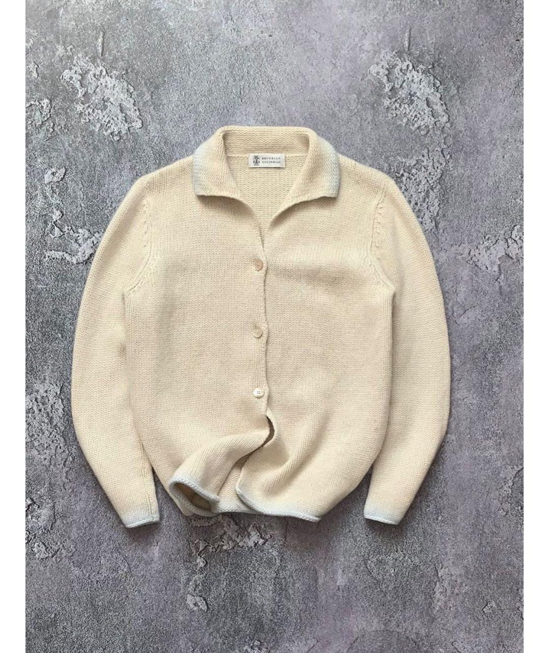 BRUNELLO CUCINELLI Бежевый шерстяной кардиган, фото 9