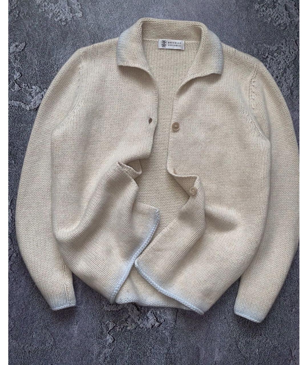 BRUNELLO CUCINELLI Бежевый шерстяной кардиган, фото 5
