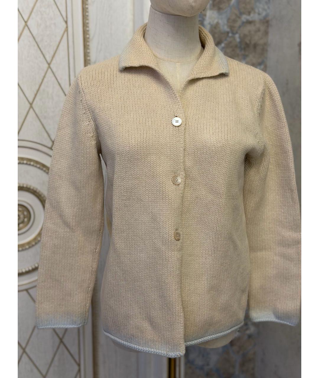 BRUNELLO CUCINELLI Бежевый шерстяной кардиган, фото 7