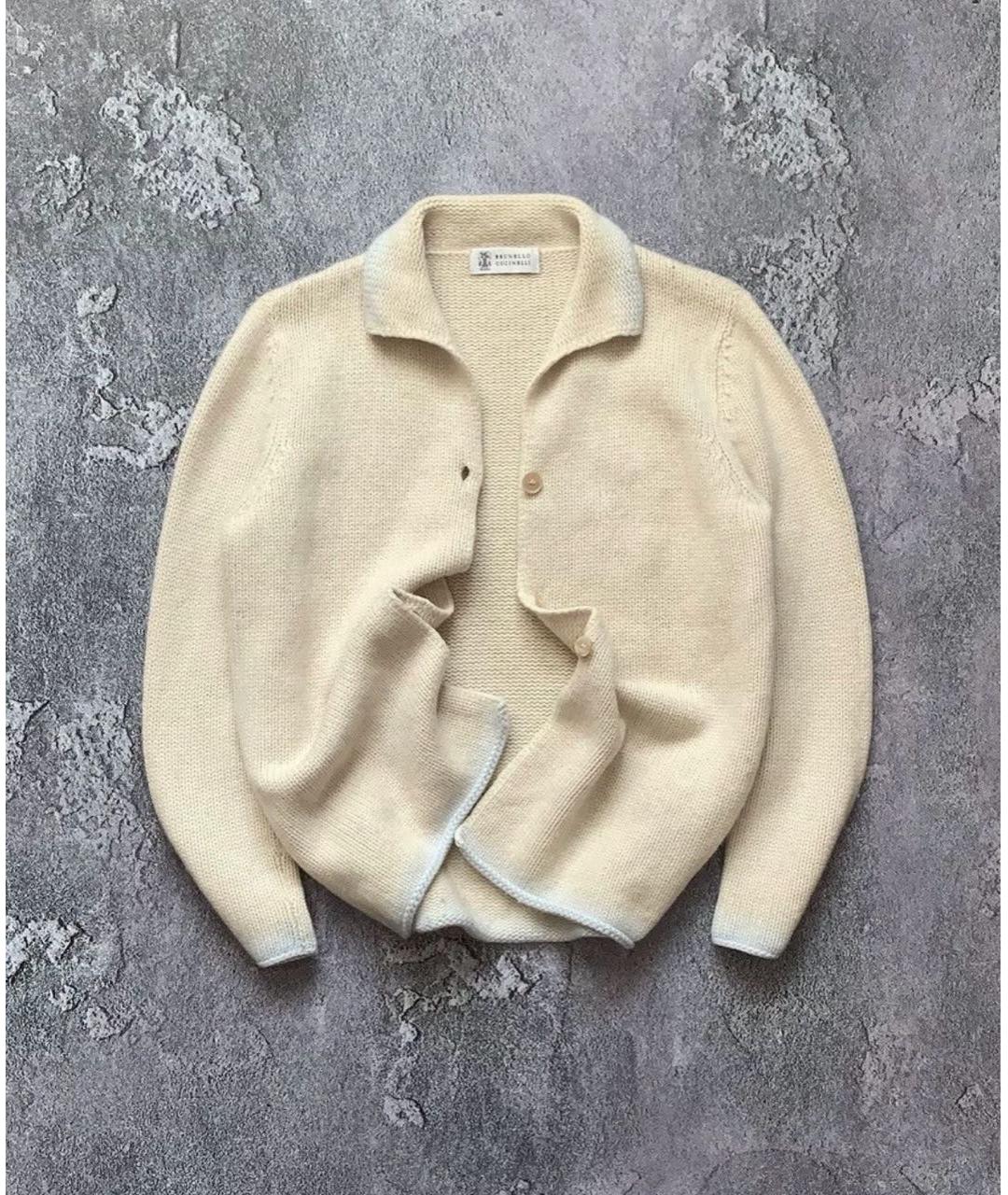 BRUNELLO CUCINELLI Бежевый шерстяной кардиган, фото 2