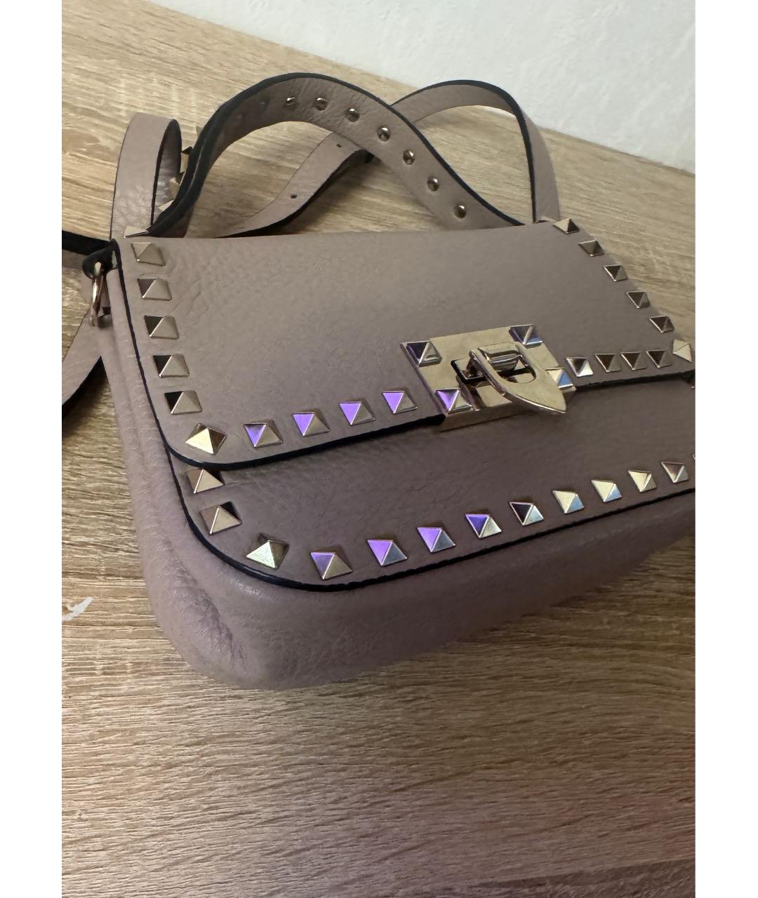 VALENTINO Бежевая кожаная сумка с короткими ручками, фото 4