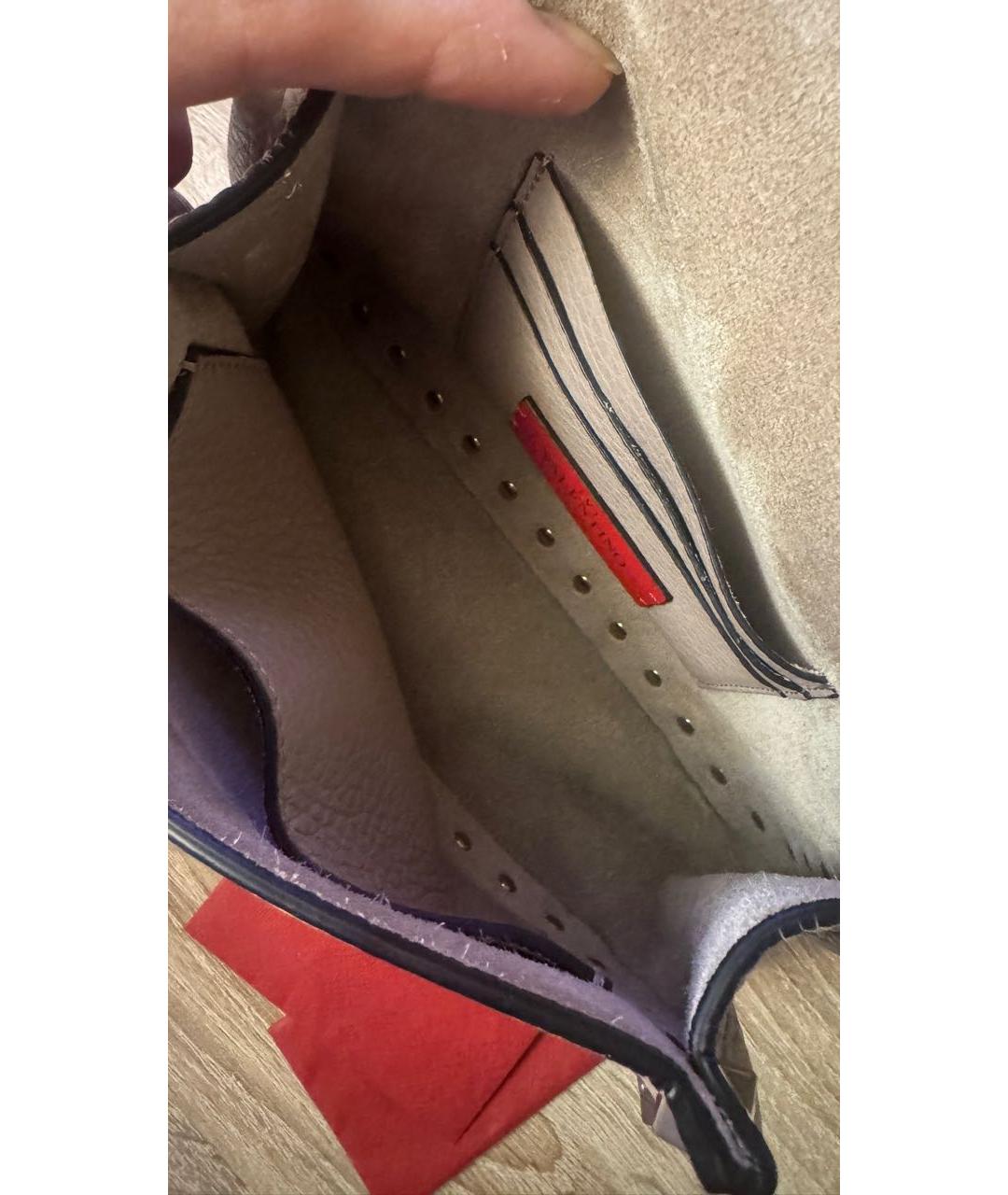 VALENTINO Бежевая кожаная сумка с короткими ручками, фото 7