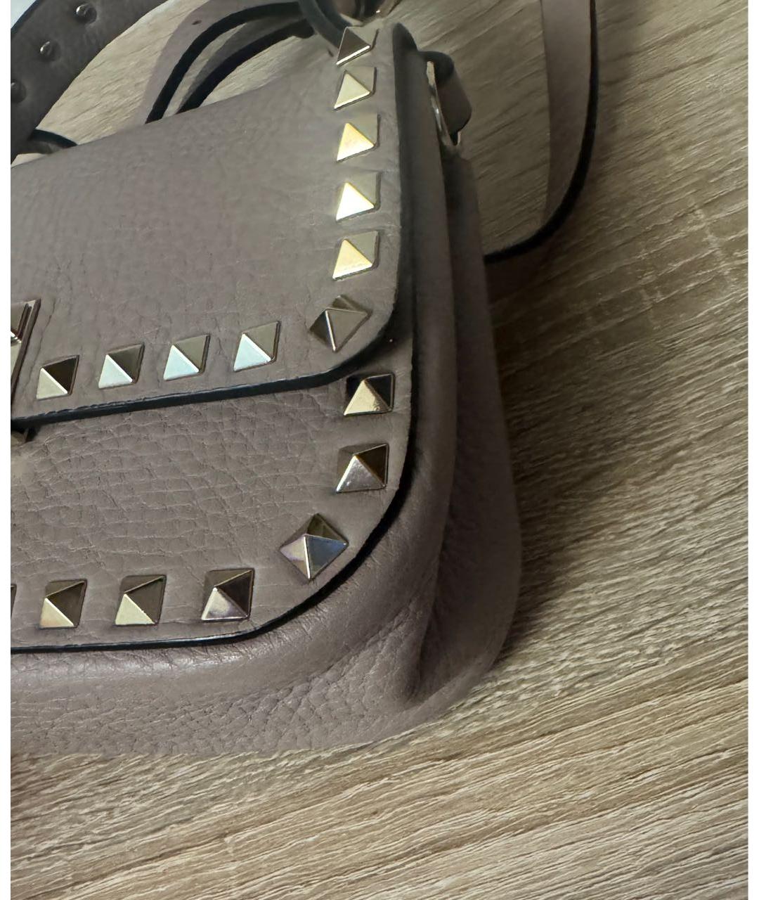 VALENTINO Бежевая кожаная сумка с короткими ручками, фото 3