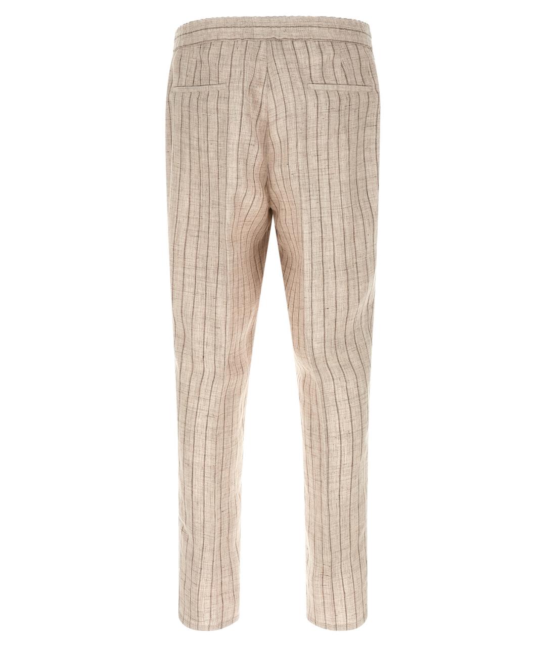 BRUNELLO CUCINELLI Бежевые льняные повседневные брюки, фото 2