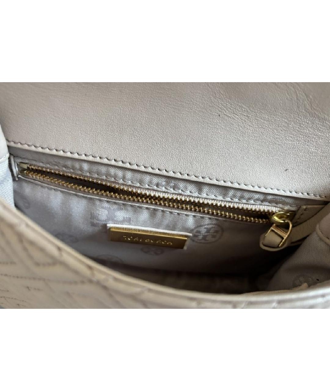 TORY BURCH Бежевая кожаная сумка через плечо, фото 8