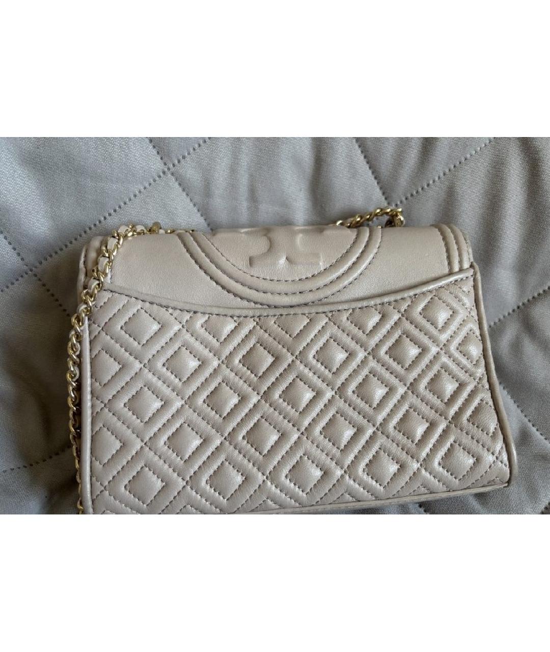 TORY BURCH Бежевая кожаная сумка через плечо, фото 6