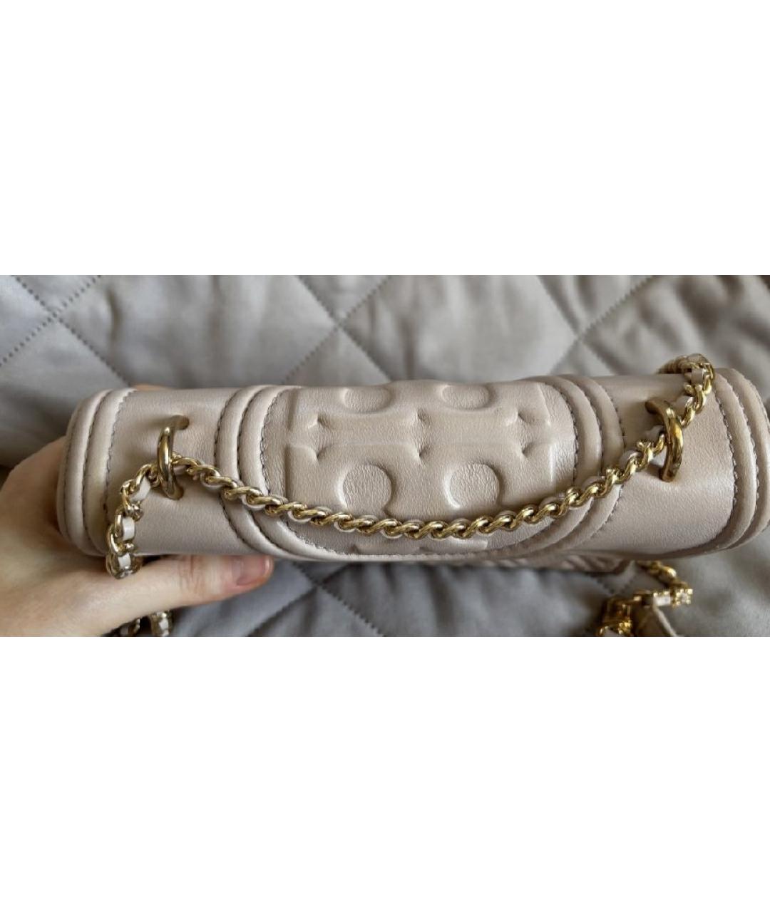 TORY BURCH Бежевая кожаная сумка через плечо, фото 7