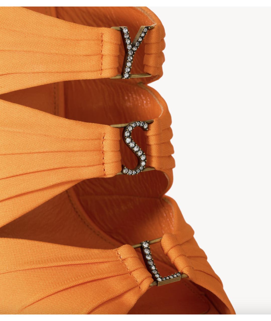 SAINT LAURENT Оранжевое текстильные босоножки, фото 4