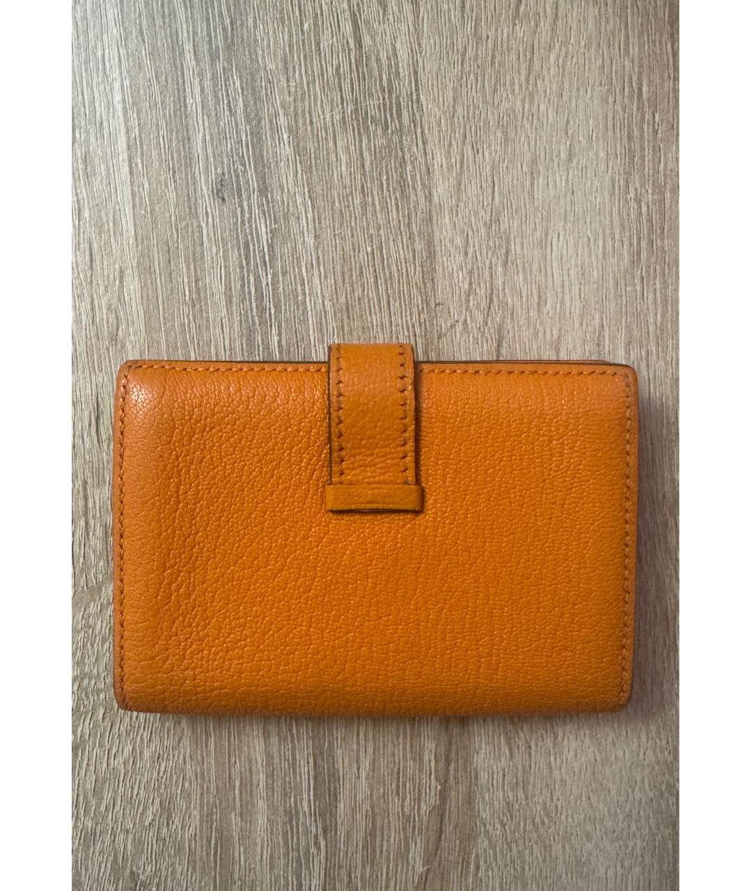 HERMES Оранжевый кожаный кошелек, фото 2