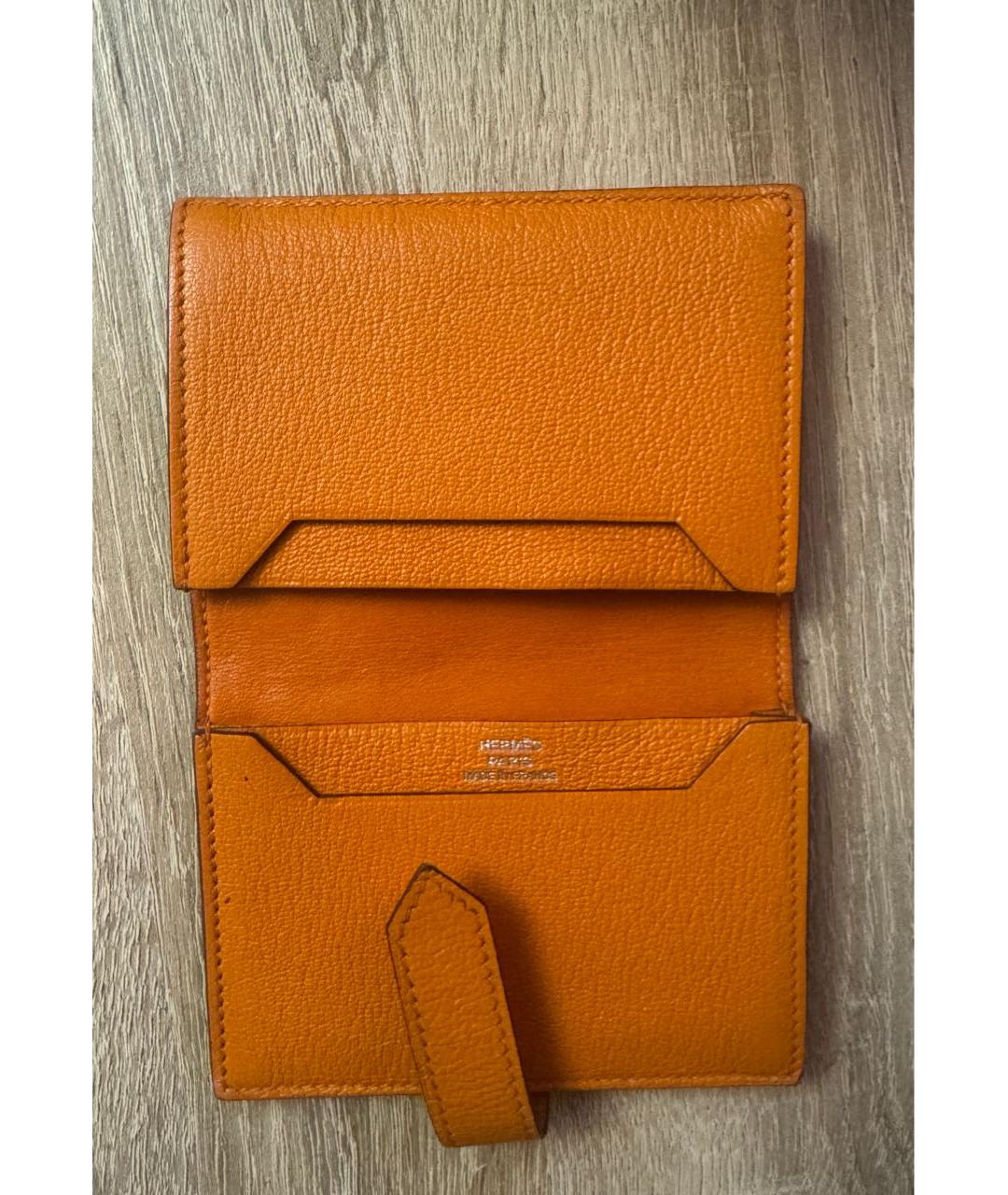HERMES Оранжевый кожаный кошелек, фото 3