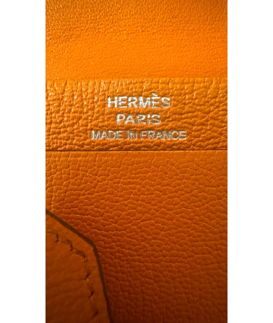 HERMES Оранжевый кожаный кошелек, фото 4