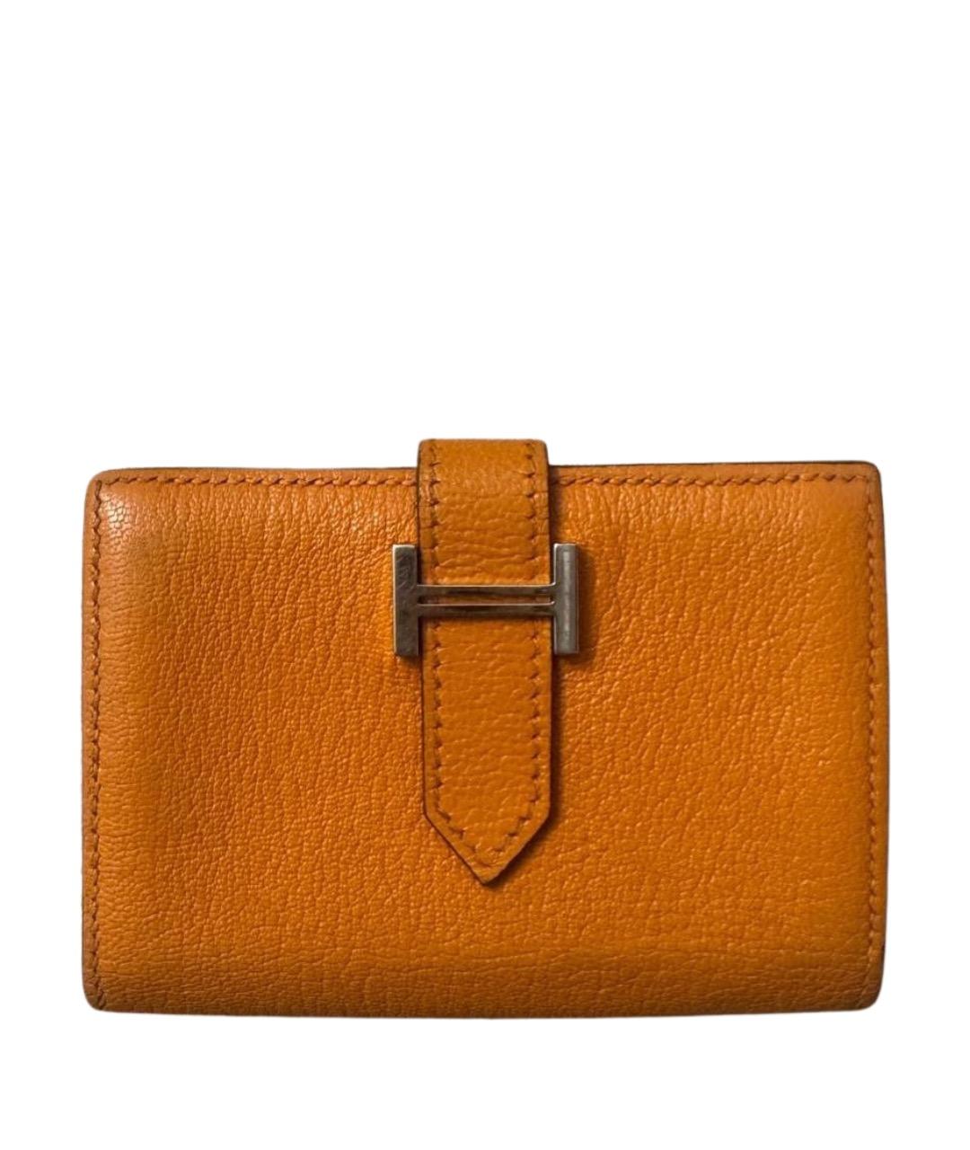 HERMES Оранжевый кожаный кошелек, фото 1