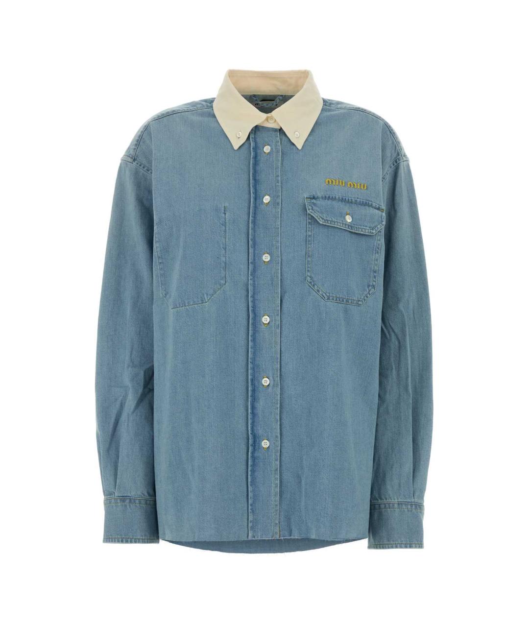 MIU MIU Голубая хлопковая рубашка, фото 1
