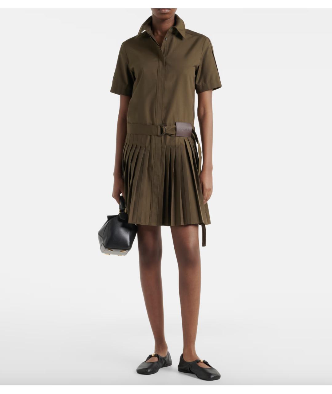LOEWE Хаки хлопковое повседневное платье, фото 3