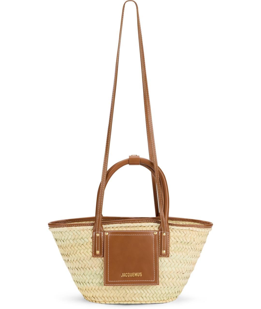 JACQUEMUS Бежевая пелетеная сумка тоут, фото 2