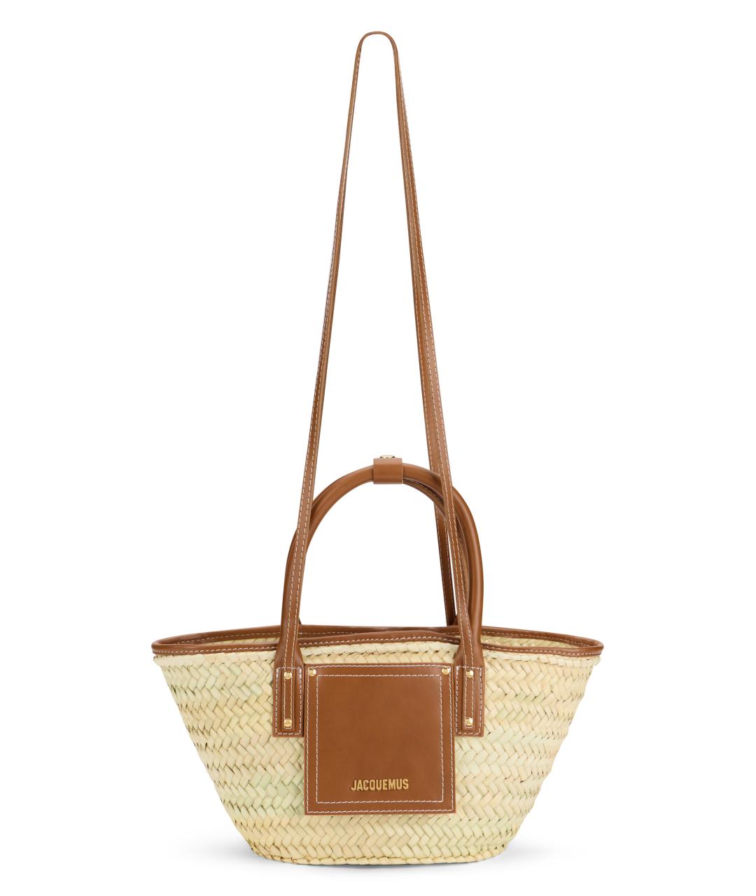 JACQUEMUS Бежевая пелетеная сумка тоут, фото 1