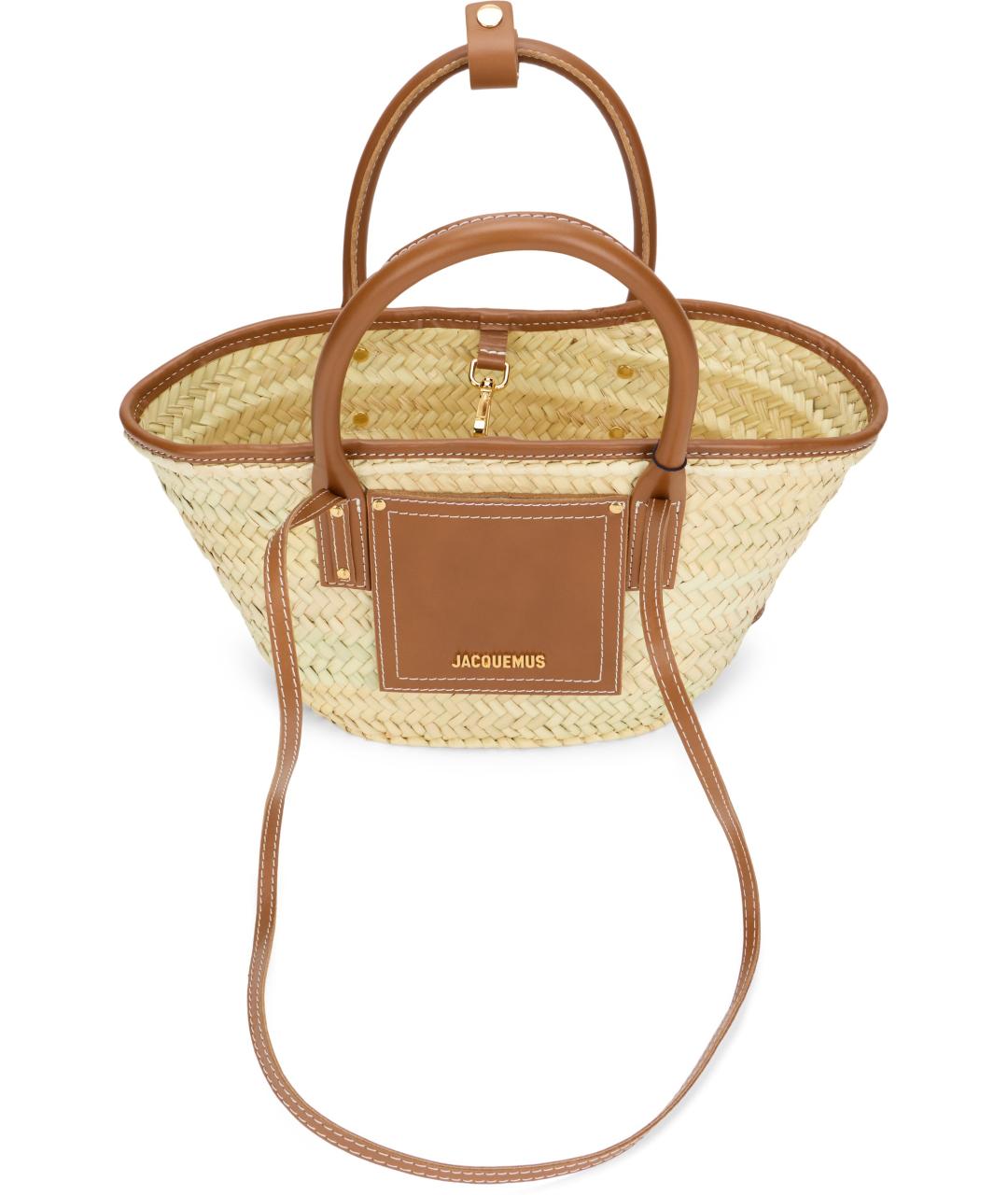 JACQUEMUS Бежевая пелетеная сумка тоут, фото 5