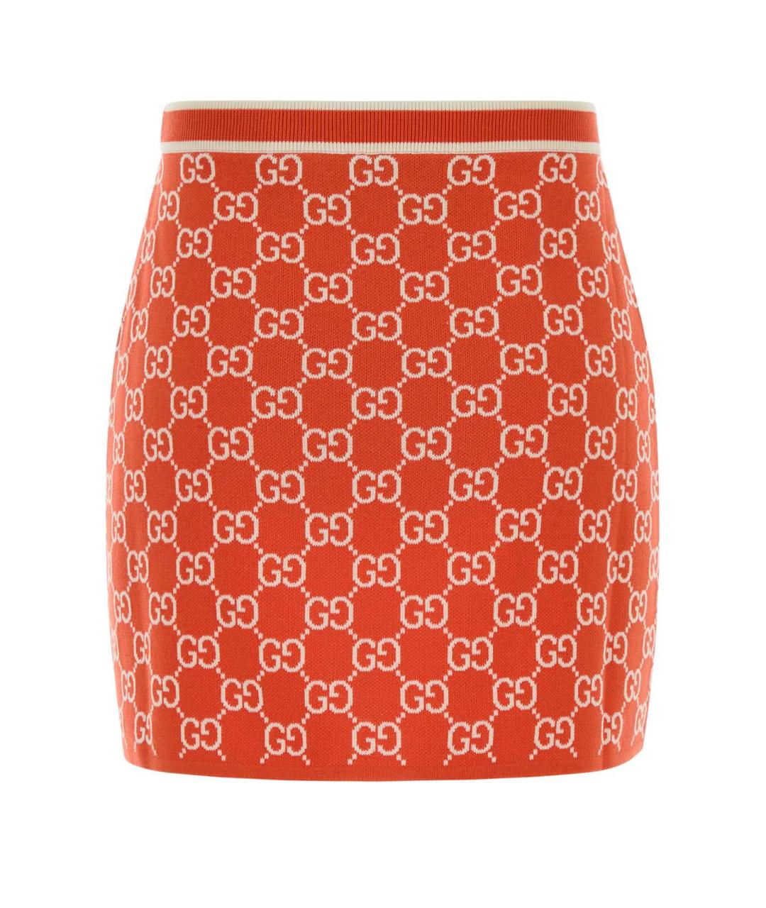 GUCCI Оранжевая хлопковая юбка мини, фото 2