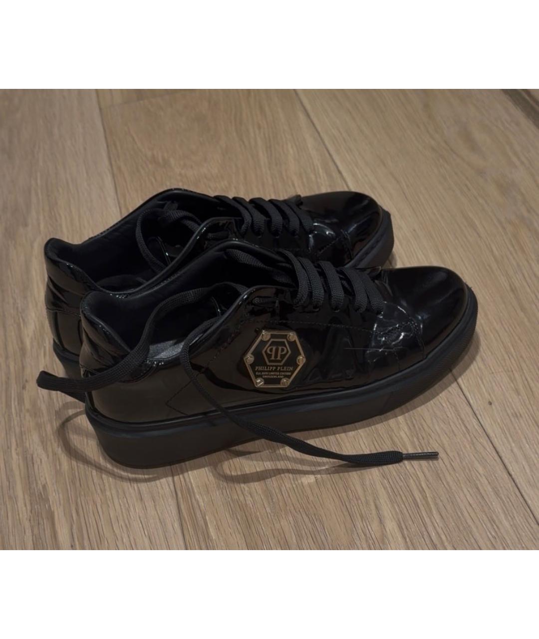 PHILIPP PLEIN Черные кеды из лакированной кожи, фото 3