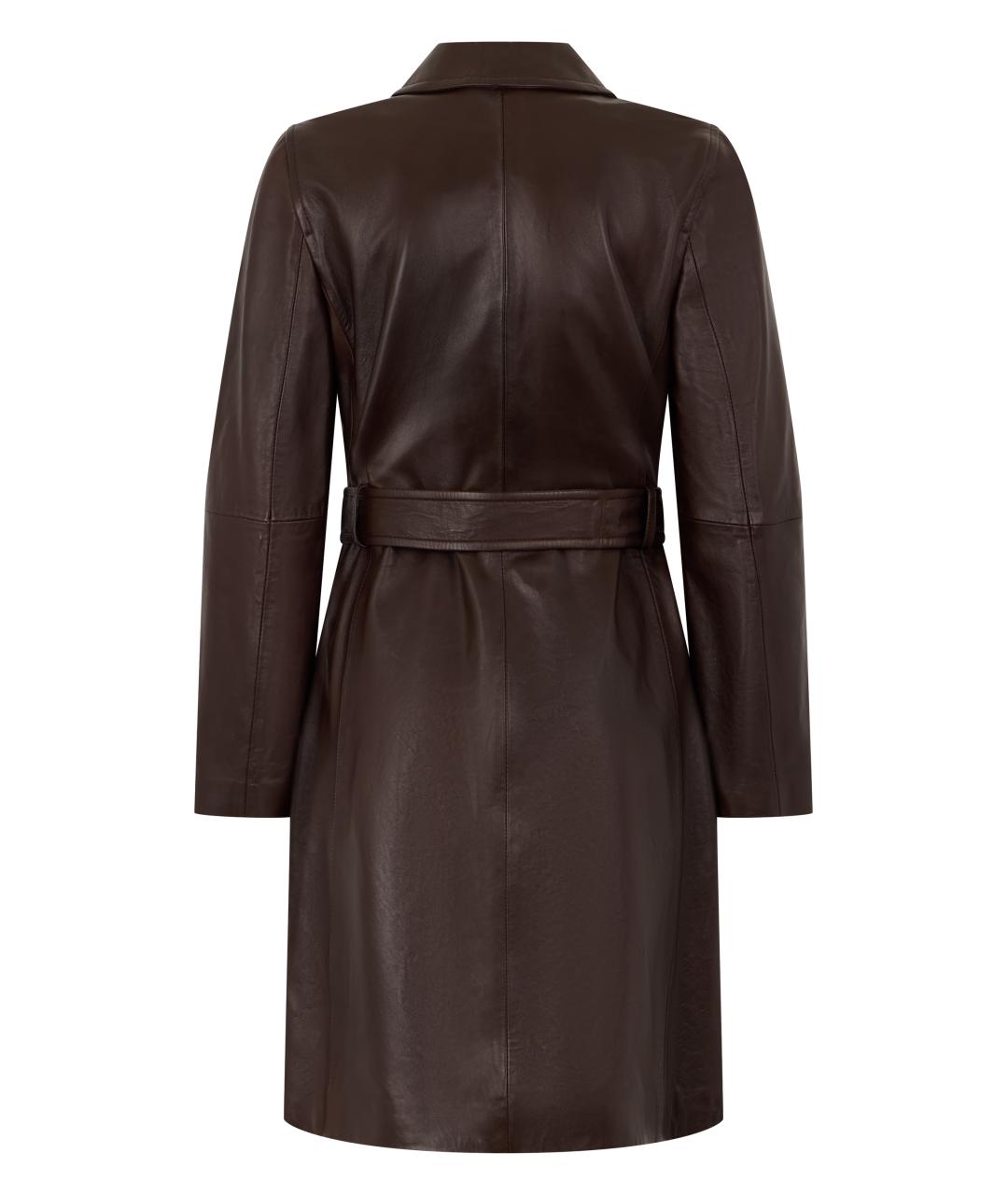 MAX MARA STUDIO Коричневый кожаный тренч/плащ, фото 2