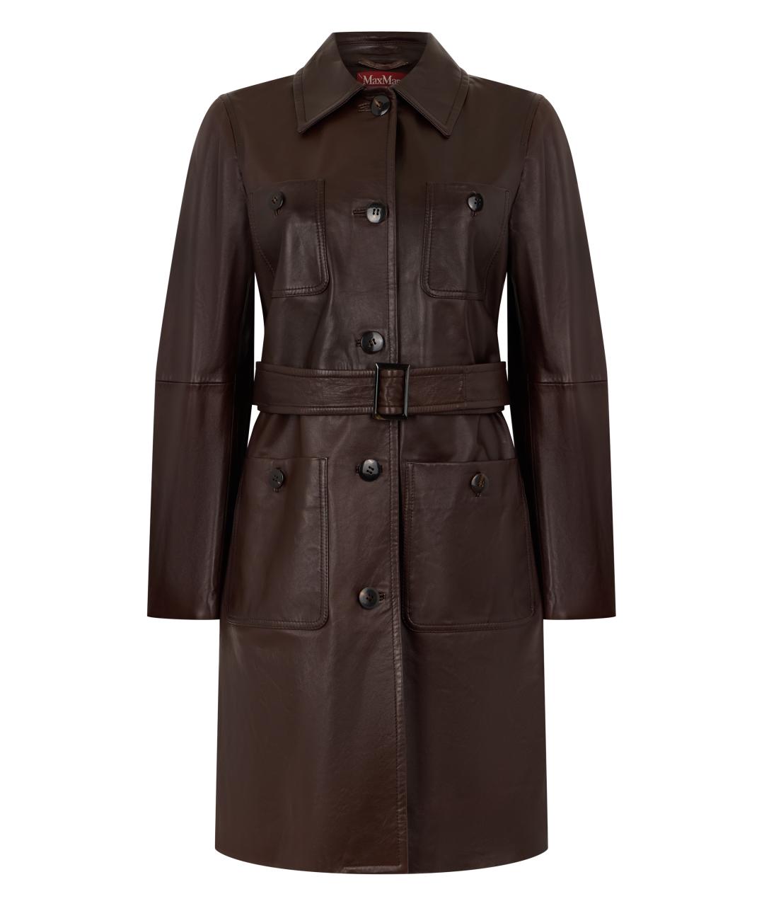 MAX MARA STUDIO Коричневый кожаный тренч/плащ, фото 1