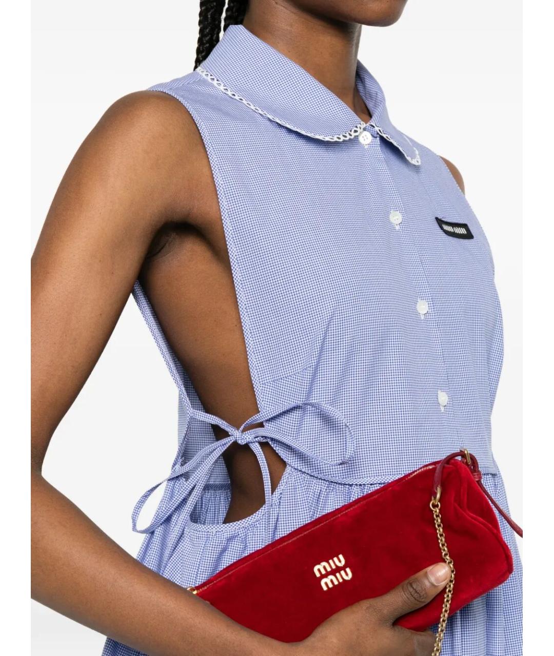 MIU MIU Голубое хлопковое повседневное платье, фото 4