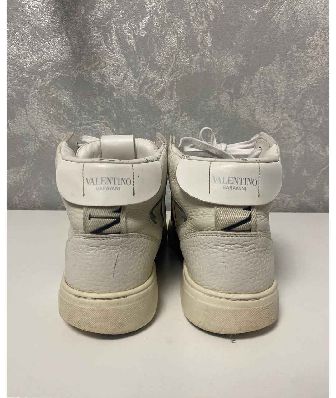 VALENTINO Белые кожаные высокие кроссовки / кеды, фото 3
