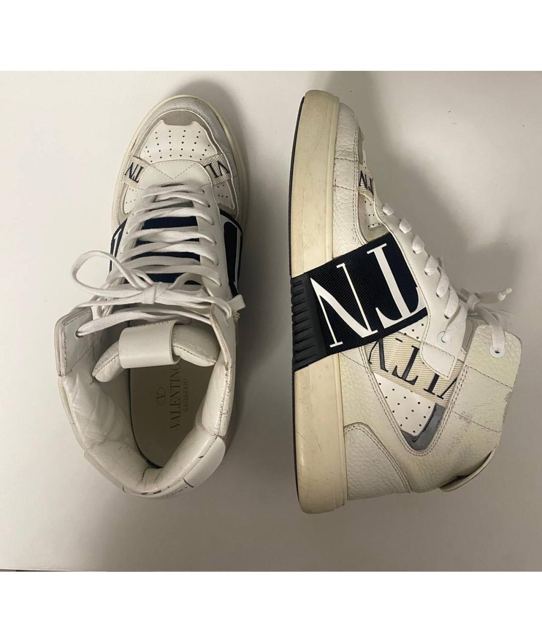 VALENTINO Белые кожаные высокие кроссовки / кеды, фото 4