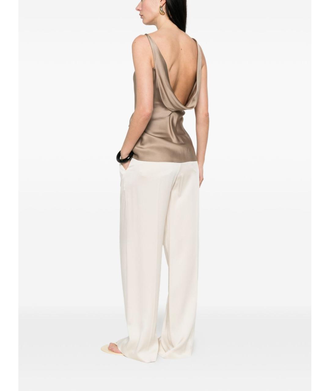 BRUNELLO CUCINELLI Коричневая шелковая майка, фото 2