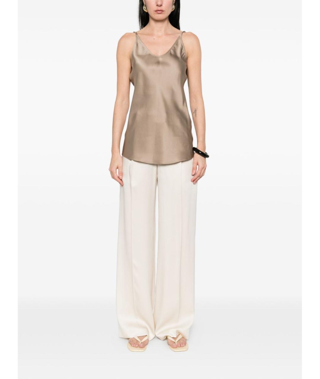 BRUNELLO CUCINELLI Коричневая шелковая майка, фото 3