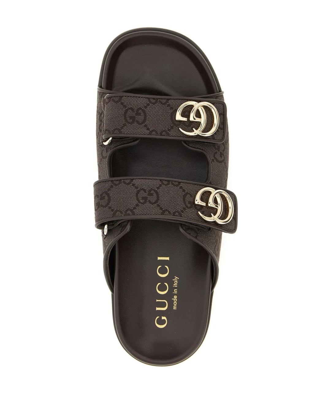 GUCCI Коричневые текстильные сандалии, фото 5