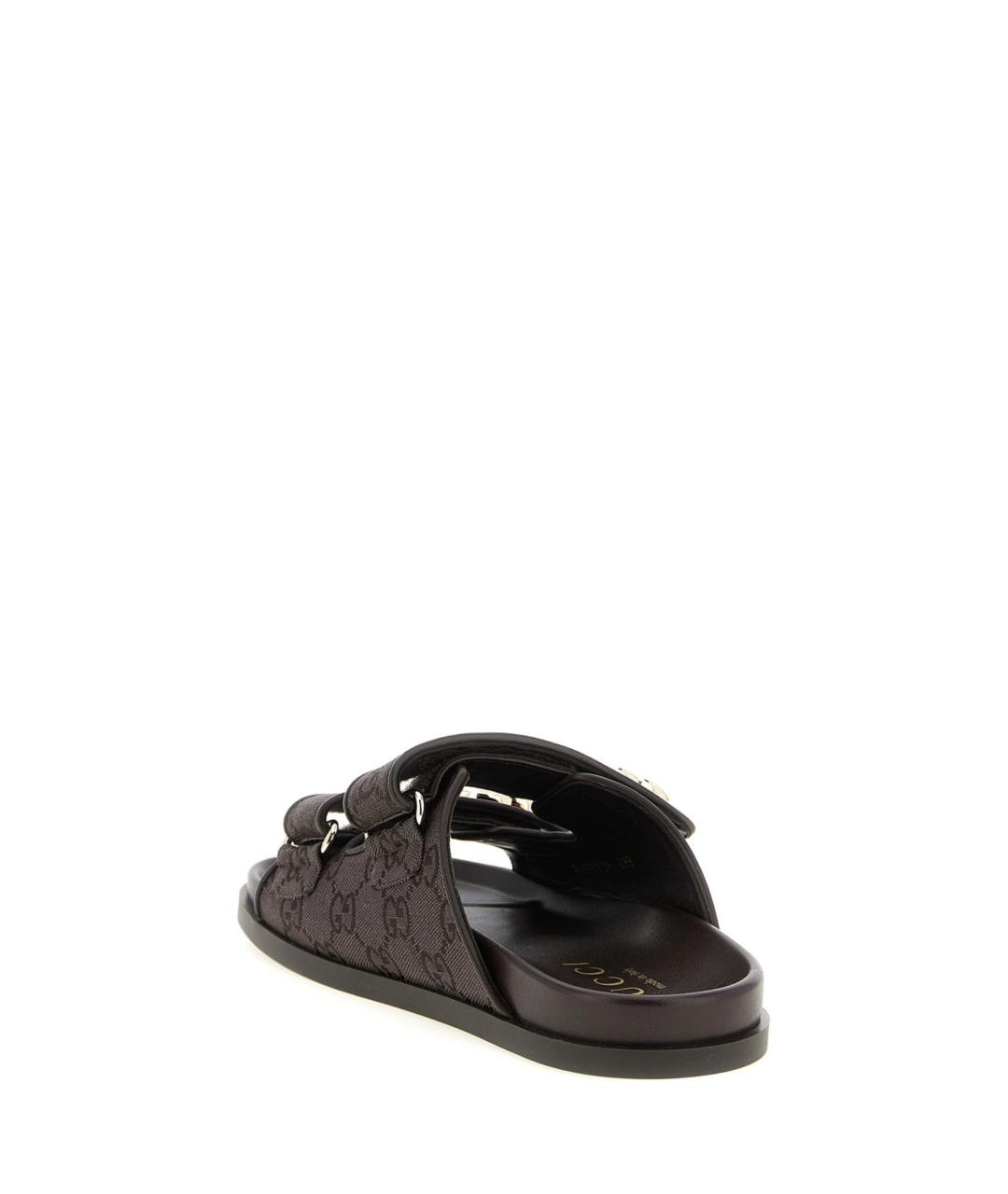 GUCCI Коричневые текстильные сандалии, фото 4