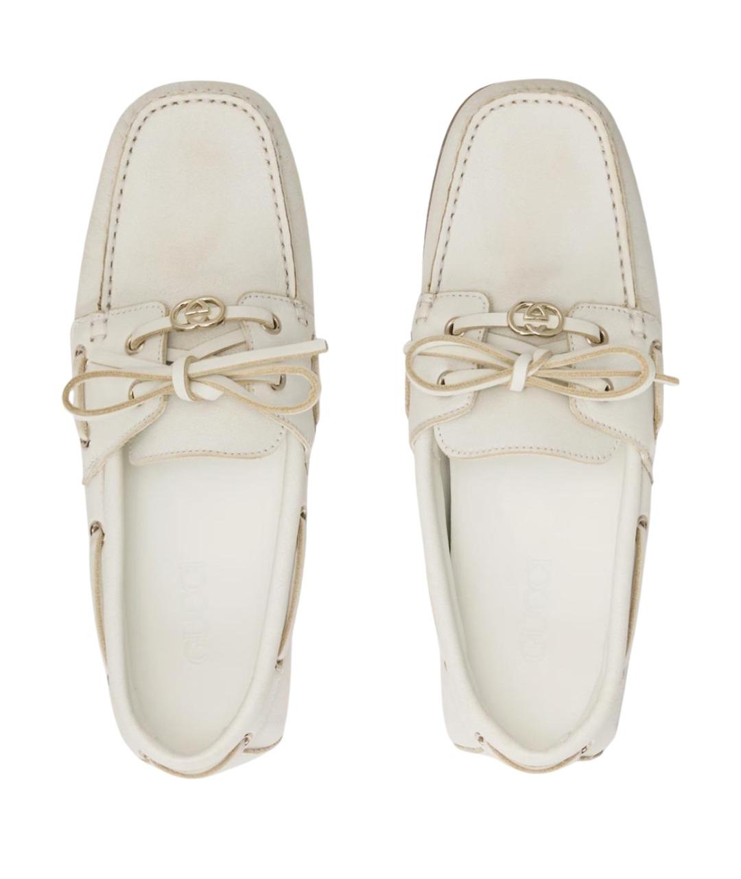 GUCCI Белые кожаные лоферы, фото 5