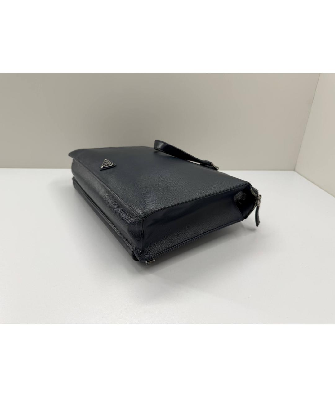 PRADA Темно-синий кожаный портфель, фото 4