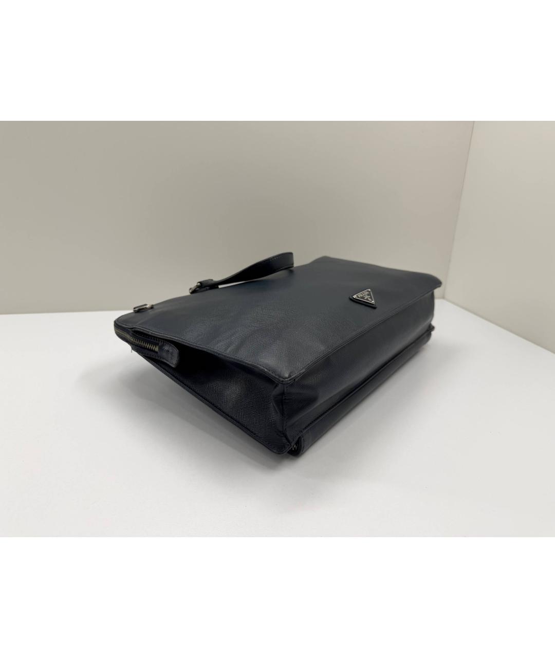 PRADA Темно-синий кожаный портфель, фото 3