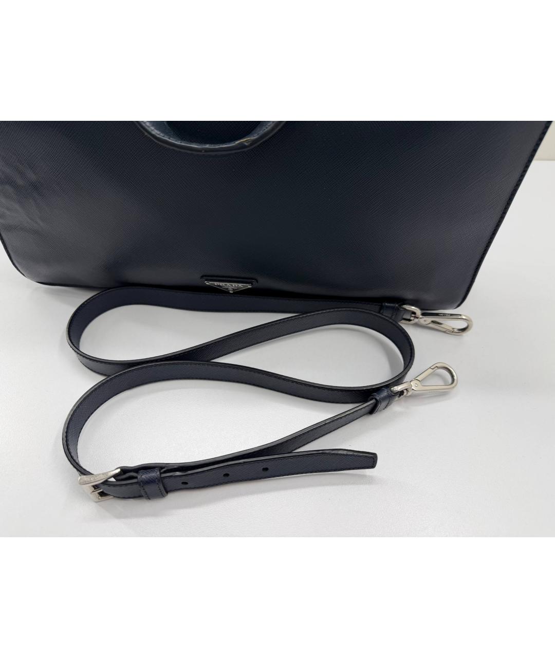 PRADA Темно-синий кожаный портфель, фото 5