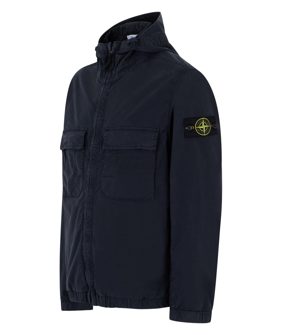 STONE ISLAND Темно-синяя хлопковая куртка, фото 3
