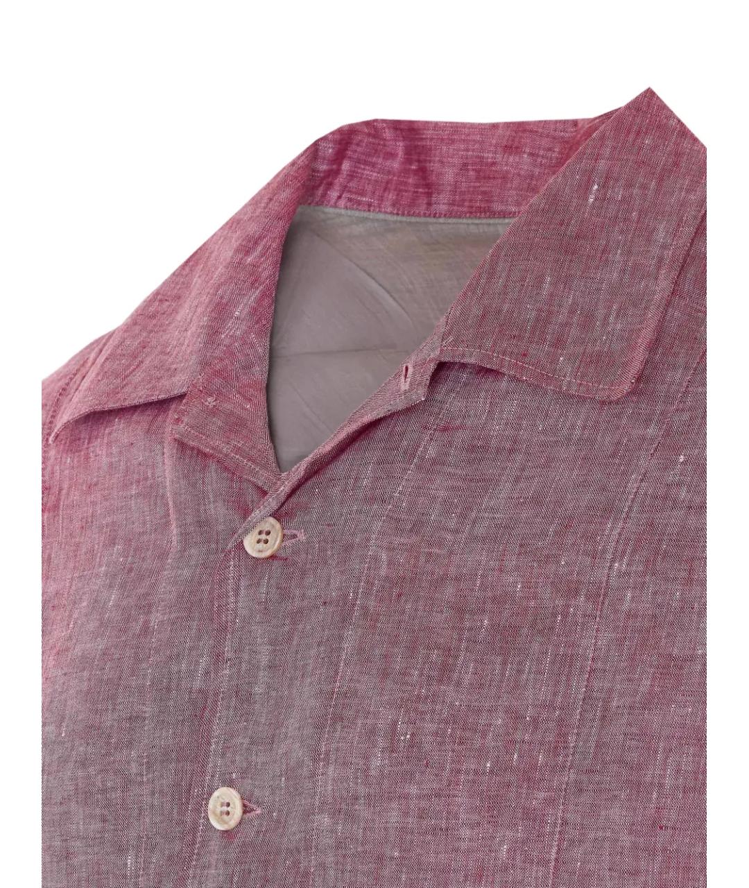BRUNELLO CUCINELLI Розовая льняная кэжуал рубашка, фото 3