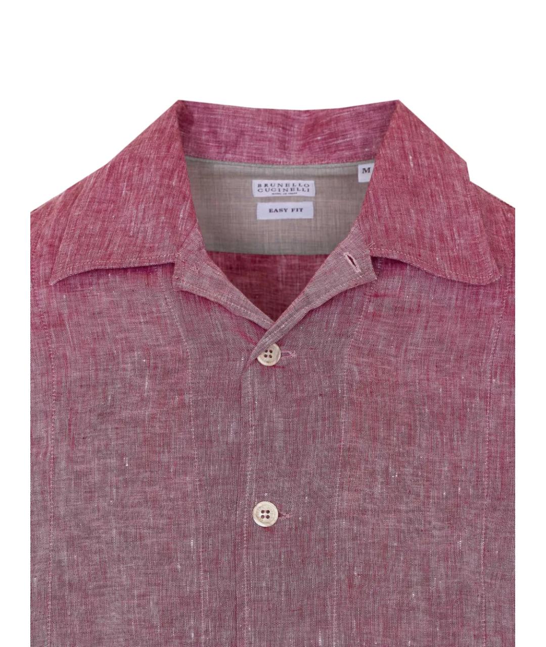 BRUNELLO CUCINELLI Розовая льняная кэжуал рубашка, фото 4