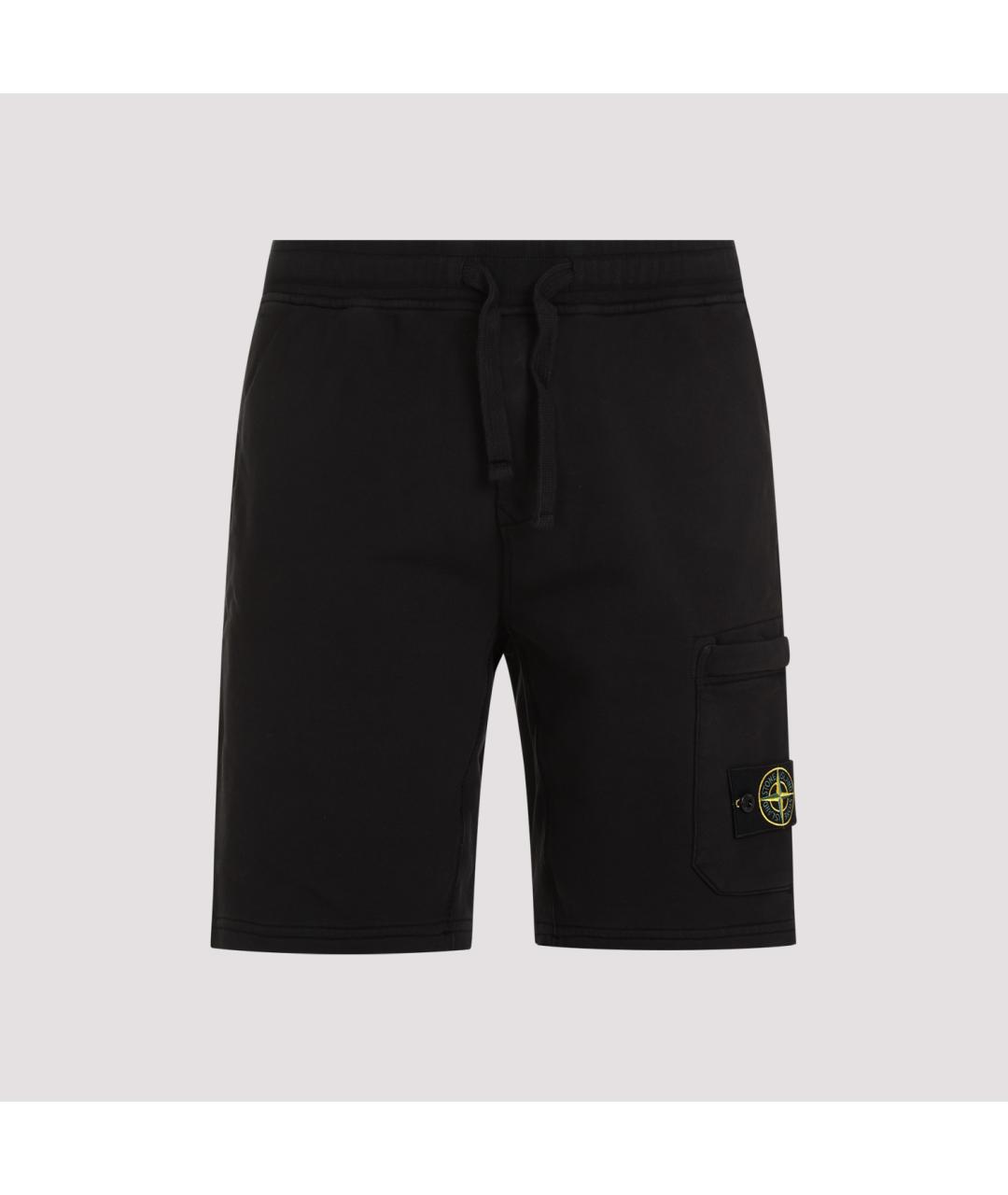 STONE ISLAND Черные хлопковые шорты, фото 2